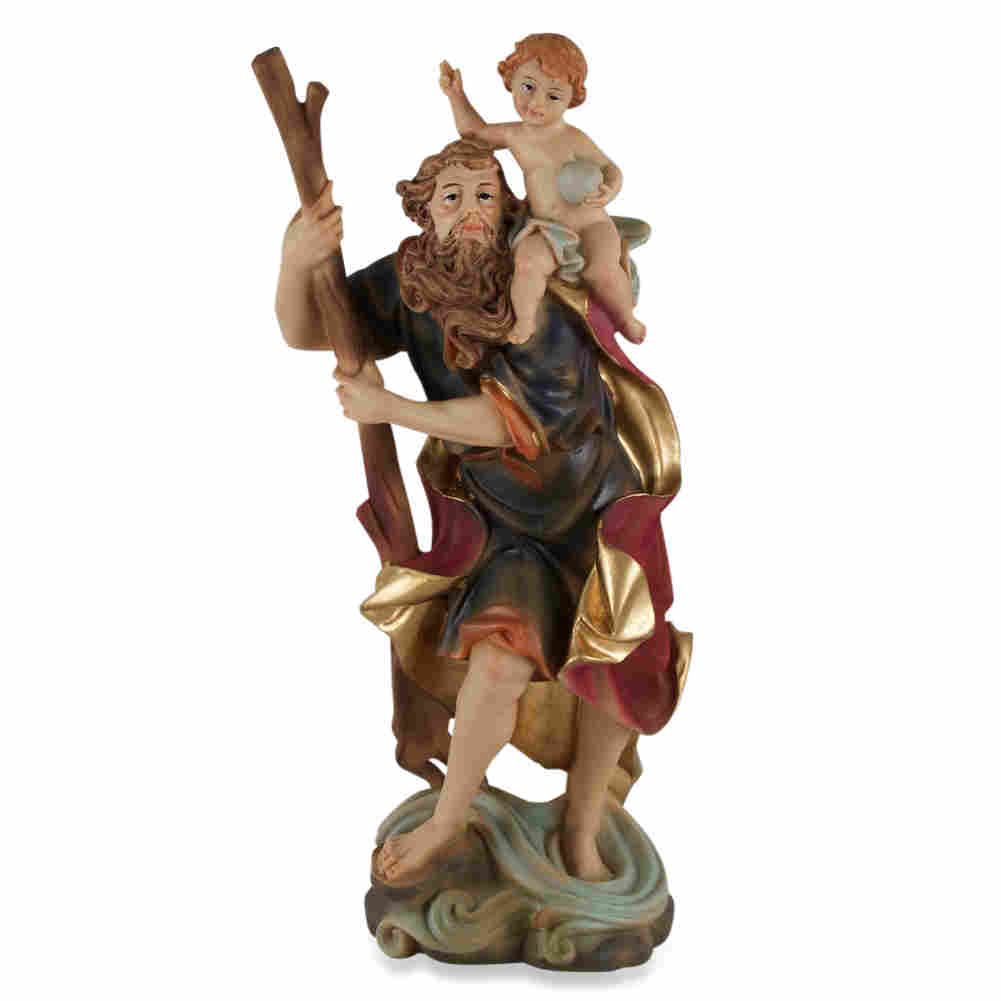  Statue Heiliger Christophorus, aus Kunstharz, 20 cm
