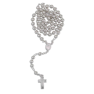 Rosenkranz echt Silber mit runder Perle - glattes Kreuz und Federring,  141,23 €