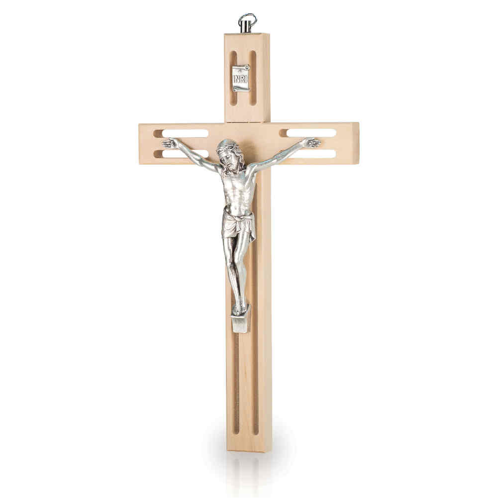Rosenkranz Kreuz Holz natur mit Metallring 3,3 cm, 10,11 €
