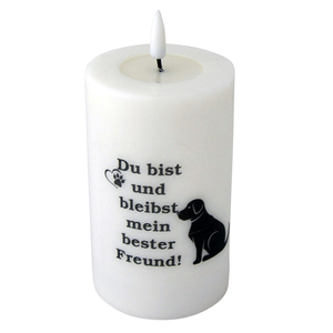 Hunde Trauer Stumpen Echtwachs-LED-Kerze - bleibst mein bester Freund 12,5 x 7,5 cm inkl. Batterien